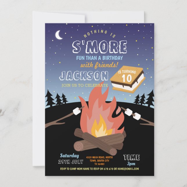Camping S'More Camp Fun Invitation (Devant)