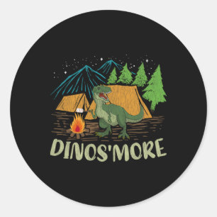 Camping S'more Dinosaur Lover Funny Dinosaur Campi Classic Round Sticker
