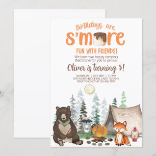 Camping smore fun boy birthday invite. invitation
