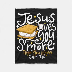 Camping Smore Jesus Loves You John Bible Verse Chr Fleece Blanket