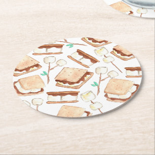 Camping smores birthday party coasters