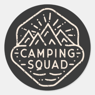Camping squad adventure buddies camp trip classic round sticker