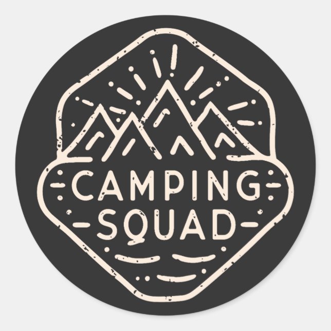 Camping squad adventure buddies camp trip classic round sticker (Front)
