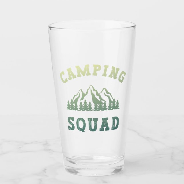 Camping Squad Camping Trip Mountains Outdoors Glass (Front)