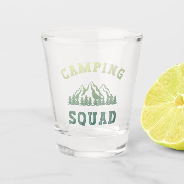 Camping Squad Camping Trip Mountains Outdoors Shot Glass (Front)