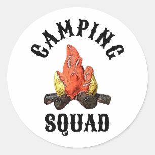 Camping Squad Custom Text Campfire Classic Round Sticker