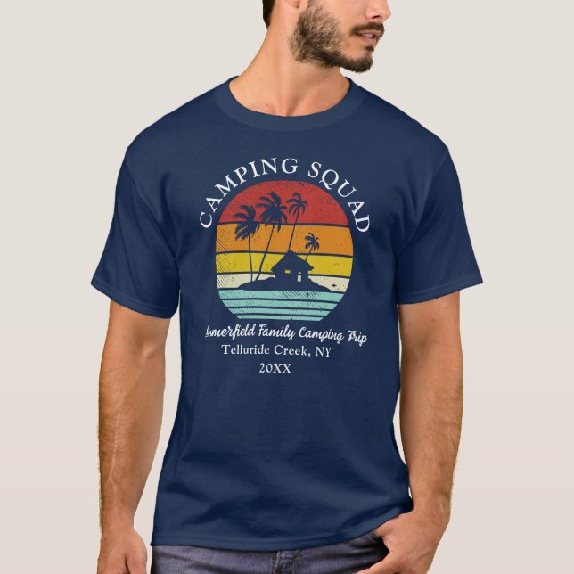 Camping Squad Family Matching Dad Retro T-Shirt (Front)