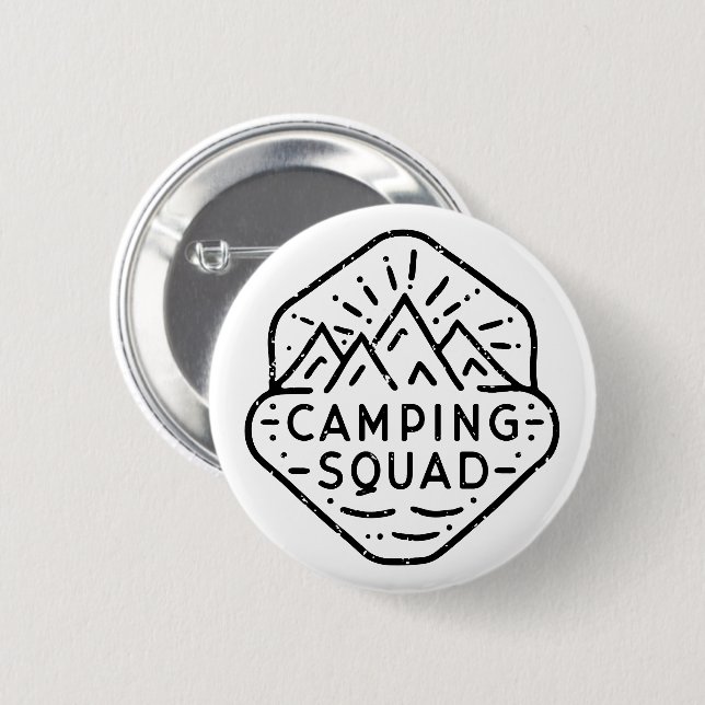 Camping squad matching summer camp 2 inch round button (Front & Back)