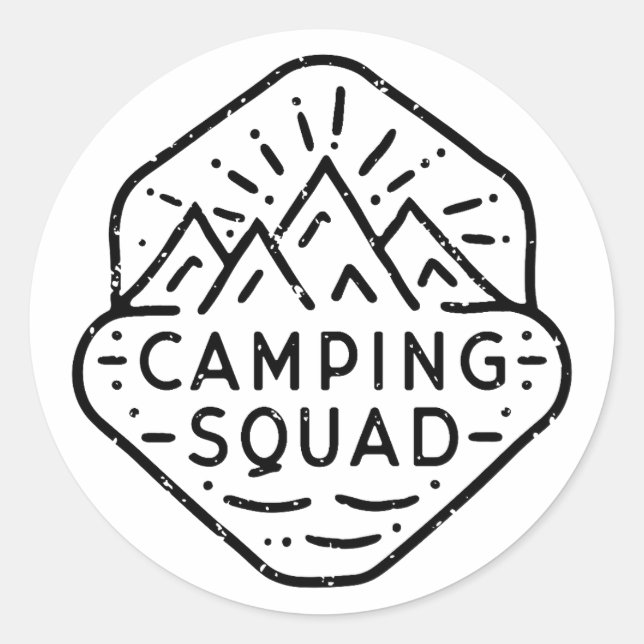 Camping squad matching summer camp classic round sticker (Front)