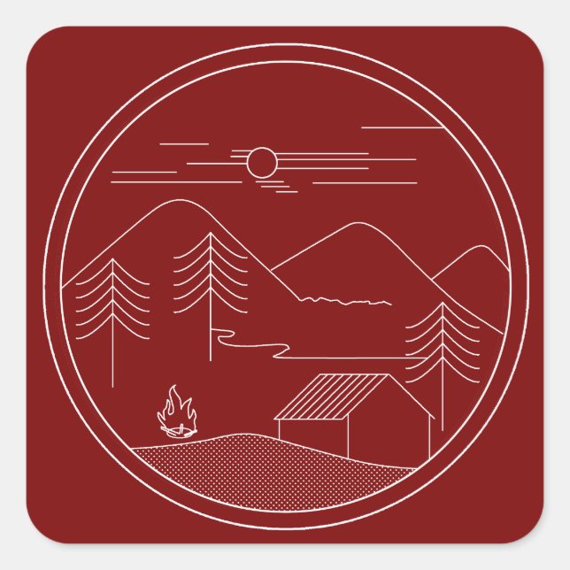 camping,  square sticker (Front)