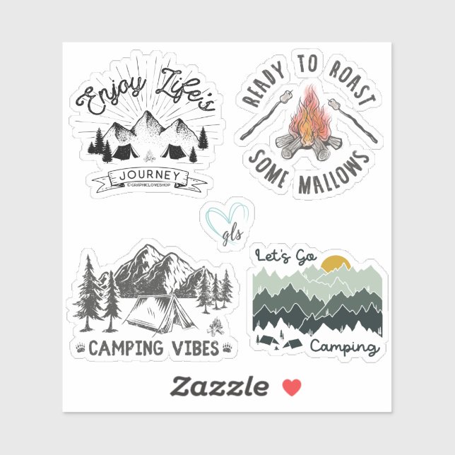 Camping Sticker Pack GraphicLoveShop (Feuille)