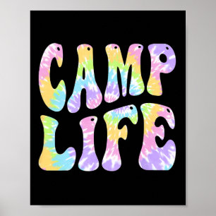Camping Summer For Girls Summer Camp Tie-die Retro Poster