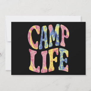 Camping Summer Girls Camp Life Tie-Die Retro  Invitation