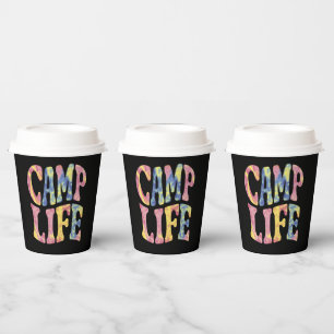 Camping Summer Girls Camp Life Tie-Die Retro  Paper Cups