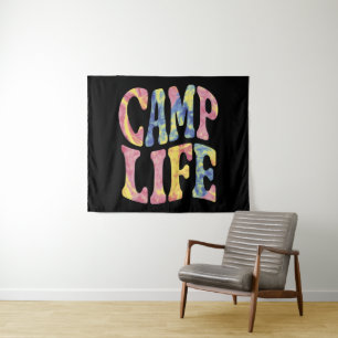Camping Summer Girls Camp Life Tie-Die Retro  Tapestry