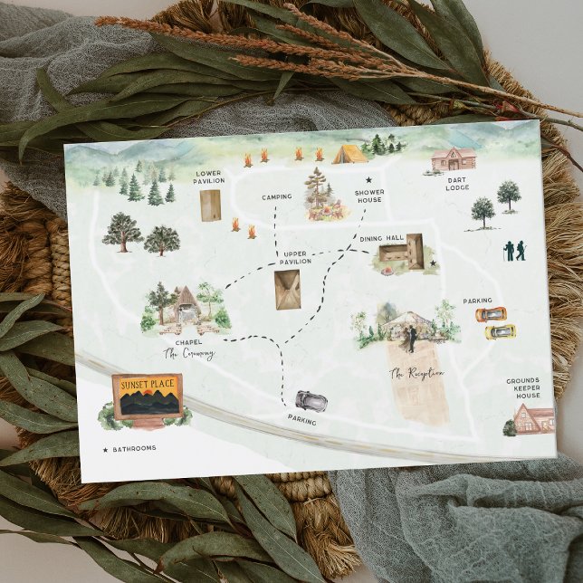Camping Sunset Place | Invitation Carte Itinéraire (Créateur téléchargé)