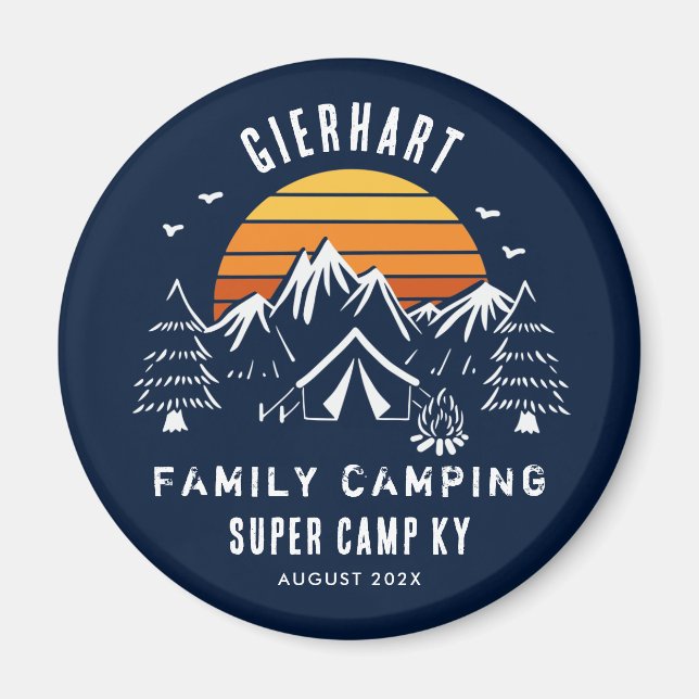 Camping Swag Retro Custom Family Vacation Keepsake Magnet (Front)