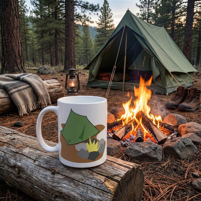 Camping Tent and Campfire Outdoor Adventure  Coffee Mug (Creator Uploaded)