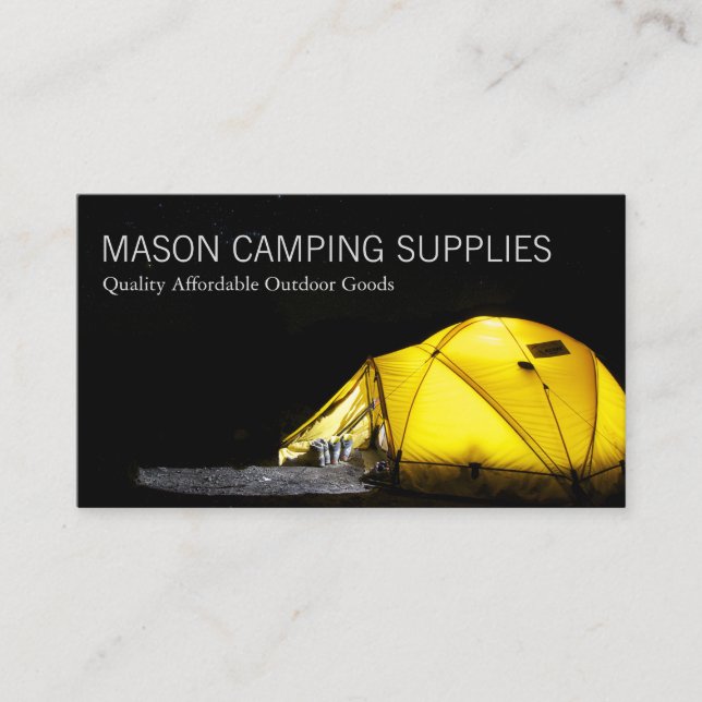 Camping Tent At Night - Business Card (Front)