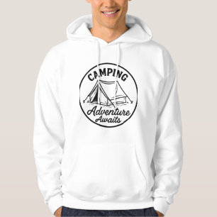 Camping Tent Outline Logo in Black Circle Hoodie