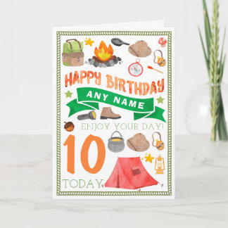 Camping Tent Personalised Birthday Card