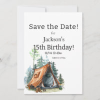 Camping Tent, Scene Birthday Save the Date