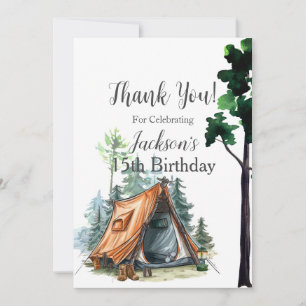 Camping Tent, Scene Birthday Thank You Card