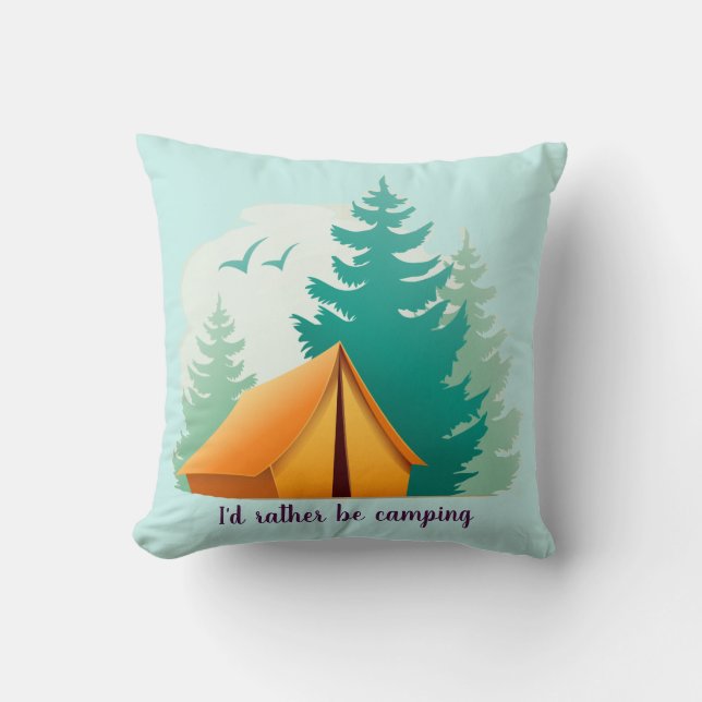 Camping Tent Woods Outdoors Throw Pillow (Front)