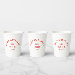 Camping Theme Burnt Orange Family Crest Paper Cups
