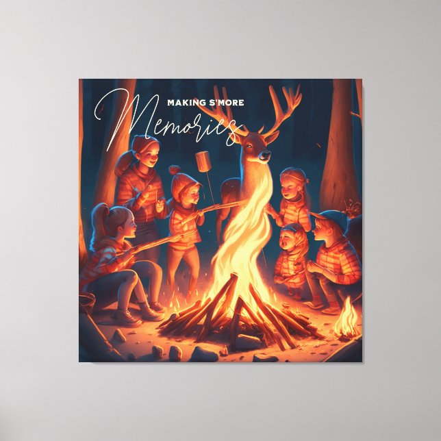 Camping Themed Art | Making S'mores  Canvas Print (Front)