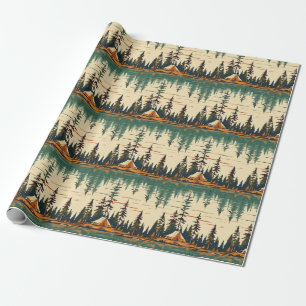 Camping Themed Nature Colours Birthday Wrapping Paper