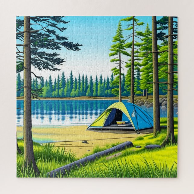 Camping Themed Tent in the Woods   Jigsaw Puzzle (Vertical)