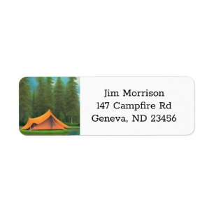 Camping Themed   Tent on the Lake and Mountains