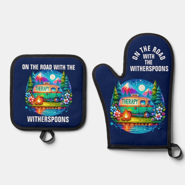 Camping Therapy  Oven Mitt & Pot Holder Set (Front)