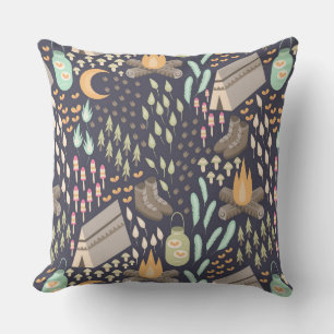 Camping Throw Pillow