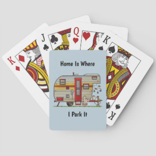 Camping trailer background playing cards