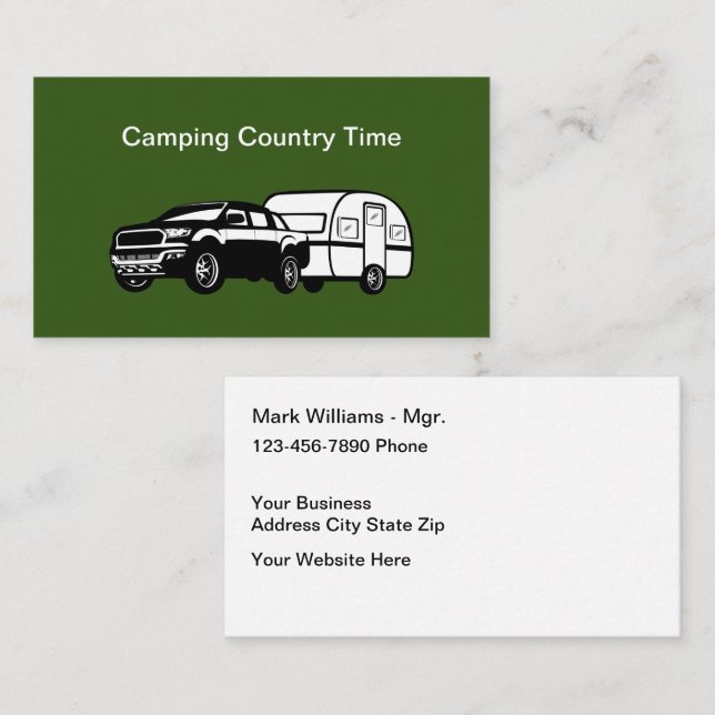 Camping Trailer Vacances Thème Cartes de visite (Devant / Derrière)