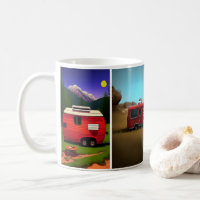 Camping trailers with 4 cute red trailers