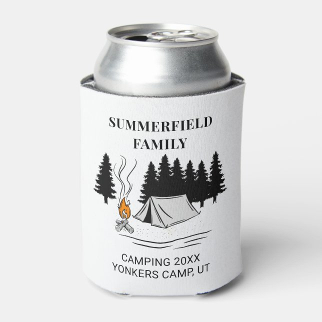 Camping Trip Campfire Family Reunion Custom Can Cooler (Can Front)