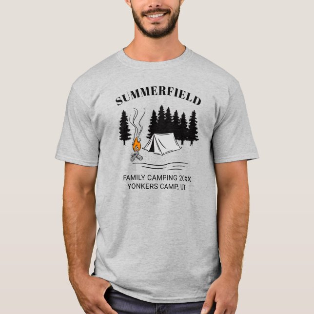 Camping Trip Campfire Family Reunion Custom Dad T-Shirt (Front)