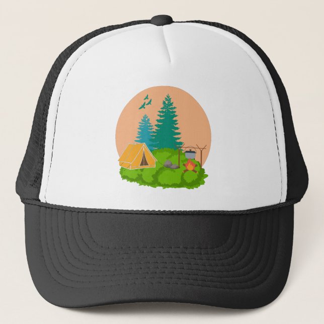 camping trucker hat (Front)
