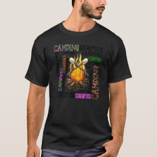Camping Typography Campfire Camp Life Summer Vaca T-Shirt