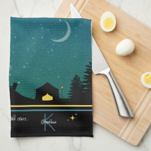 Camping Under the Stars Monogram Kitchen Towel