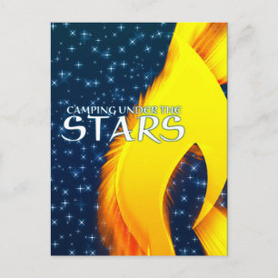 Camping Under the Stars Starshine and Campfire Postcard