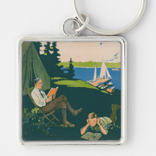 Camping Unedited Vintage Photos Old Aesthetic Pict Keychain