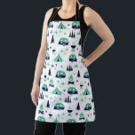 Camping Vacation Apron<br><div class="desc">Camping theme pattern with travel trailers / caravans and tents. Blue and teal.</div>