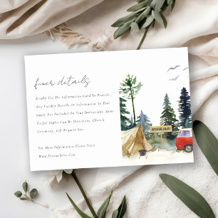 Camping Watercolor Pine Forest Wedding Details Enclosure Card