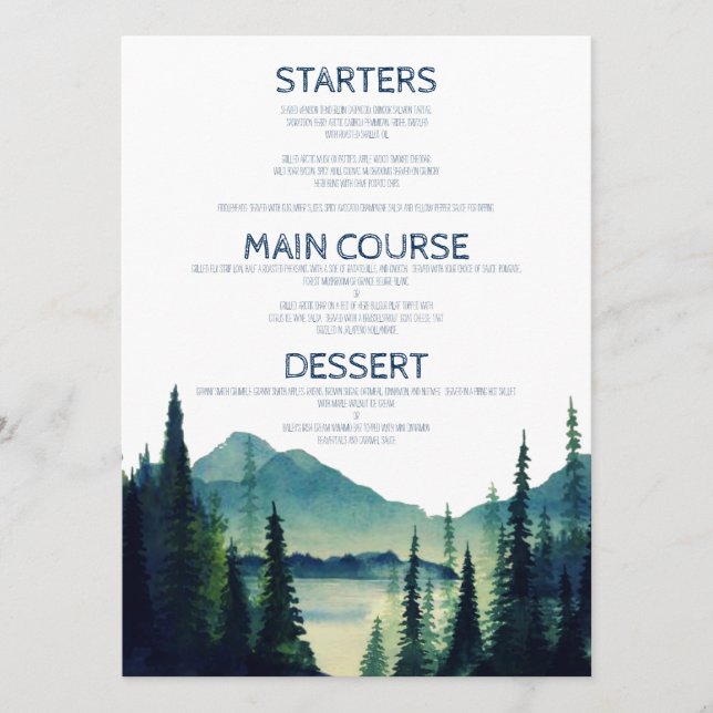 Camping Wedding Menu Cards (Front)