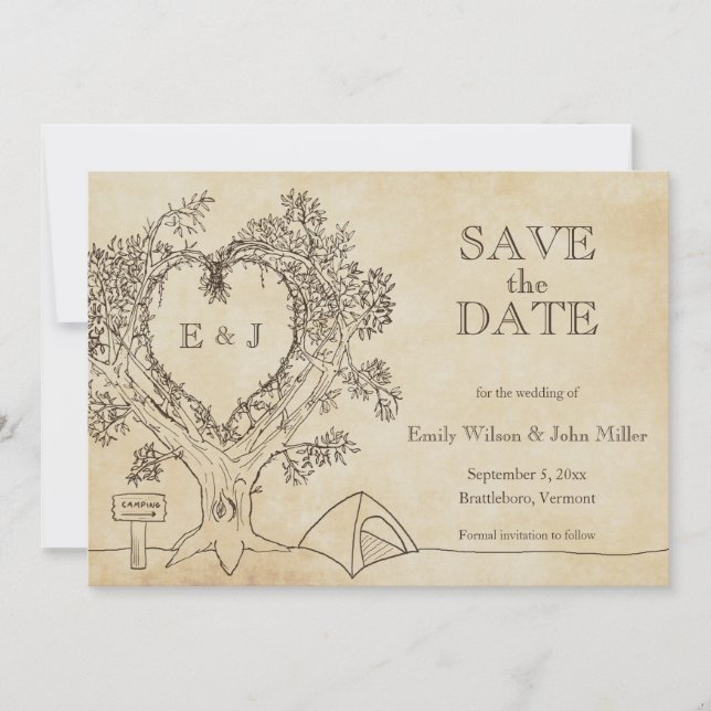 Camping Wedding Save the Date Announcements (Front)
