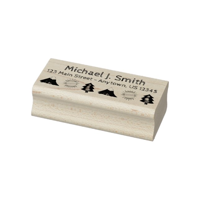 Camping Wilderness Camp Tree Sun Mountain Address Rubber Stamp (Stamp)